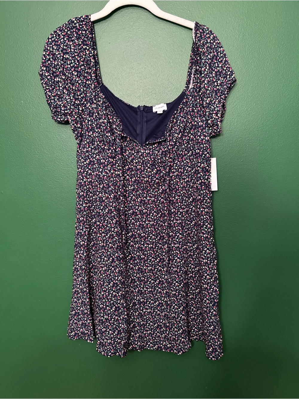 Pacsun Women's Navy Floral Short Sleeve Dress